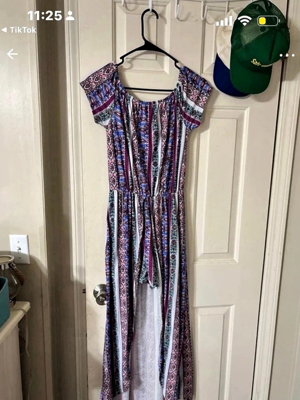 Women's Geometric Maxi Dress in Purple & Blue